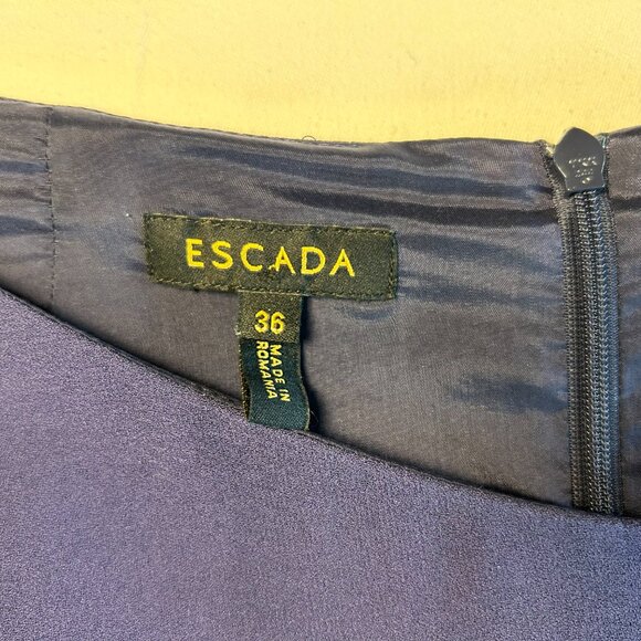 Navy Blue Escada Dress with pleated sleeves size 36 - Picture 4 of 11